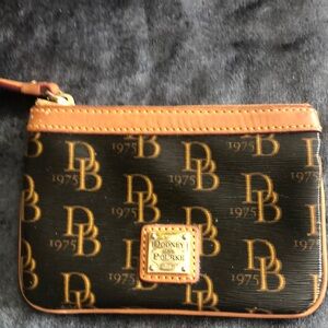 Dooney & Bourke Black and Tan Logo Coin Purse